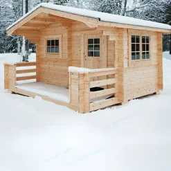 Bräska 10 m² Fristående Bastuhus med Altan & Sadeltak