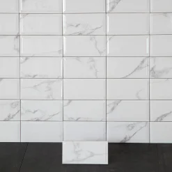 Carrara Metro Biselado Vit 10x20 cm