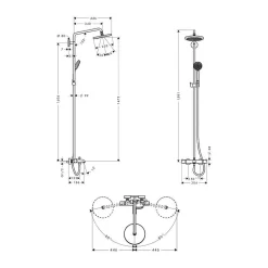 Croma 220 Showerpipe med Badkarsblandare 150 cc