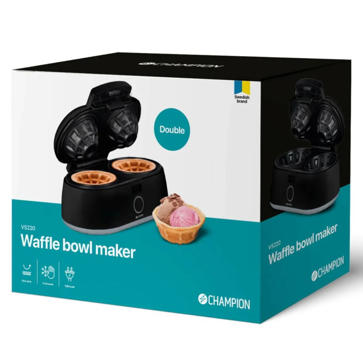 Dubbelt 1000W VS220 Svart