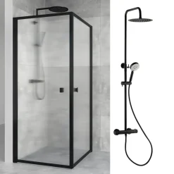 Duschhörn Empire Linjeglas 900x900 med Takduschset Imo 160 cc