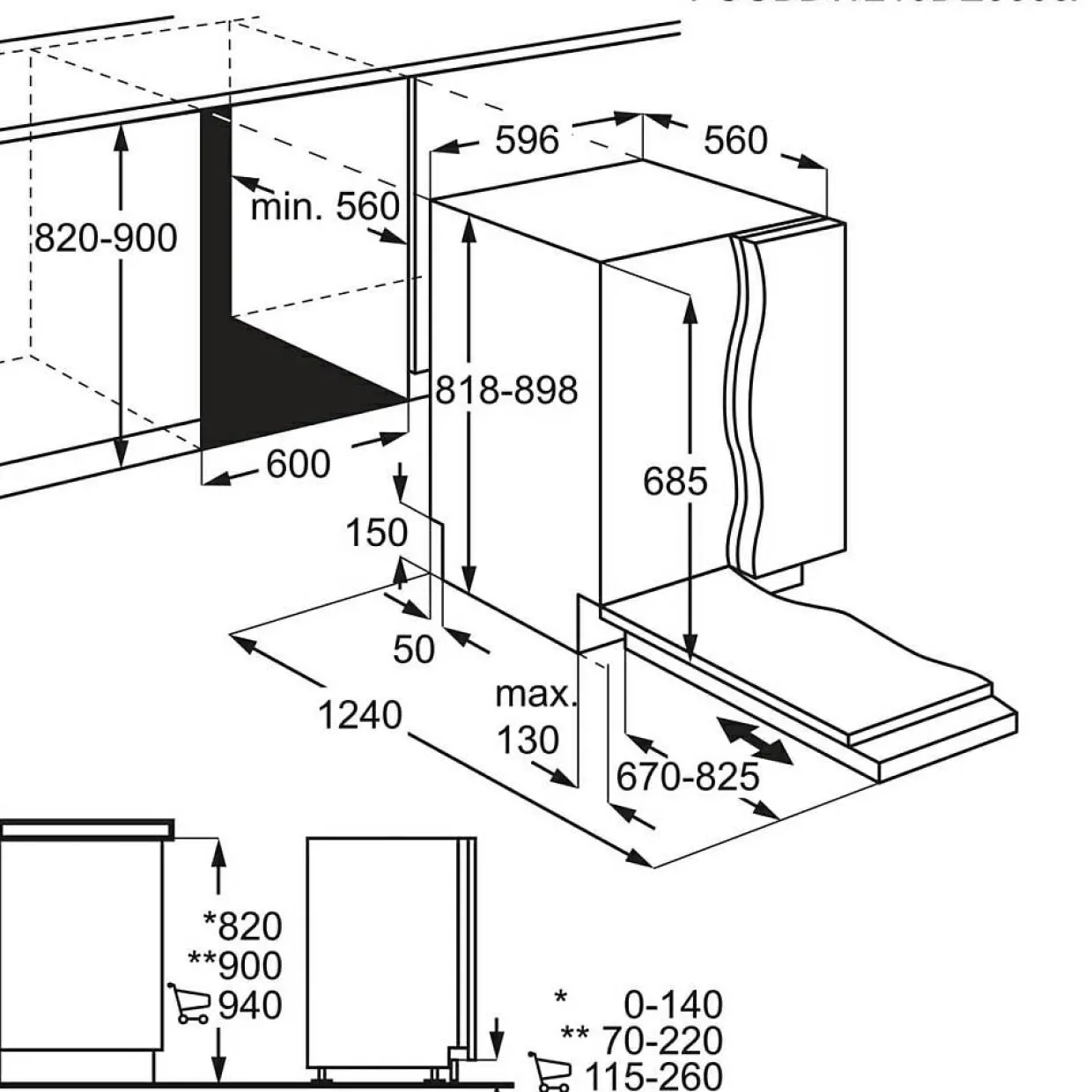 FSE85708P Helintegrerad för IKEA Metod