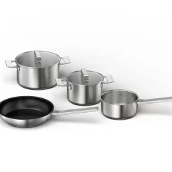 HEZ9SE040 Set 4 st Rostfria Kastruller & Stekpannor