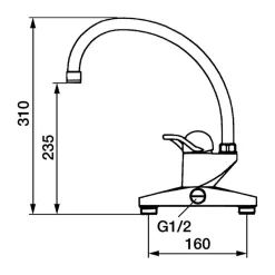 9000 Hög Blandare Krom med Svängbar Pip 340 mm