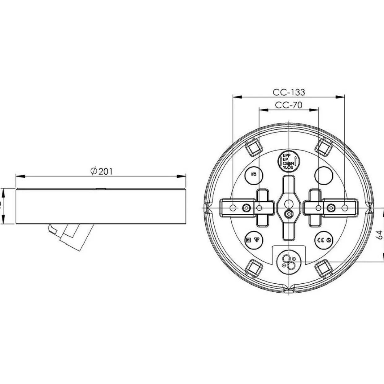 IP44 Rak E27 185,5 mm