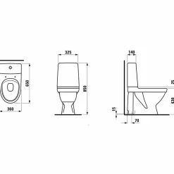 Kompas 825151 Rimless med Dolt S-lås för Limning inkl Mjuksits
