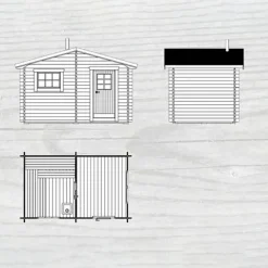 Laisa 10 m² Fristående Bastuhus med Sadeltak & 2-glas Fönster