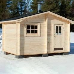 Laisa 10 m² Fristående Bastuhus med Sadeltak & 2-glas Fönster