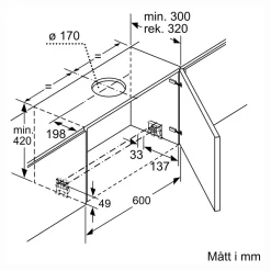 LI97RB531 iQ300 Underbyggd Frånluft/Kolfilterfläkt i Rostfritt Stål