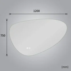 med LED-Belysning 120x75 cm