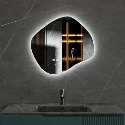 med LED-Belysning 80x72 cm