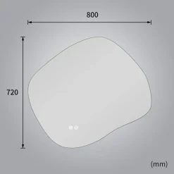 med LED-Belysning 80x72 cm