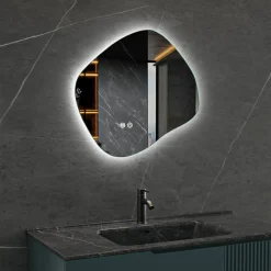 med LED-Belysning 80x72 cm