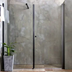 Mångsidig Rak Vägg Klar glas + Rak Dörr Mellan Vägg Svart