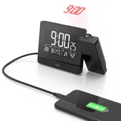 Projektion Plus Charge Digital Klocka med Projektor Svart