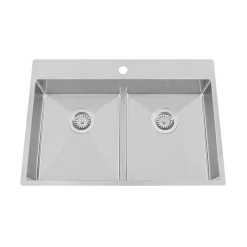 Radius 80 KBX Rostfri Dubbel med Korgventil & Vattenlås