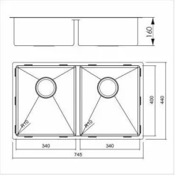 Radius 80 K X Rostfri Dubbel med Korgventil & Vattenlås