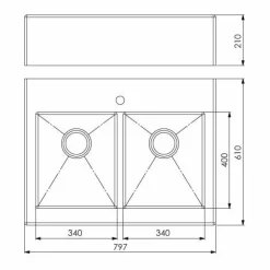 Radius Solid 800 Rostfri Stål Diskho Kök 80cm