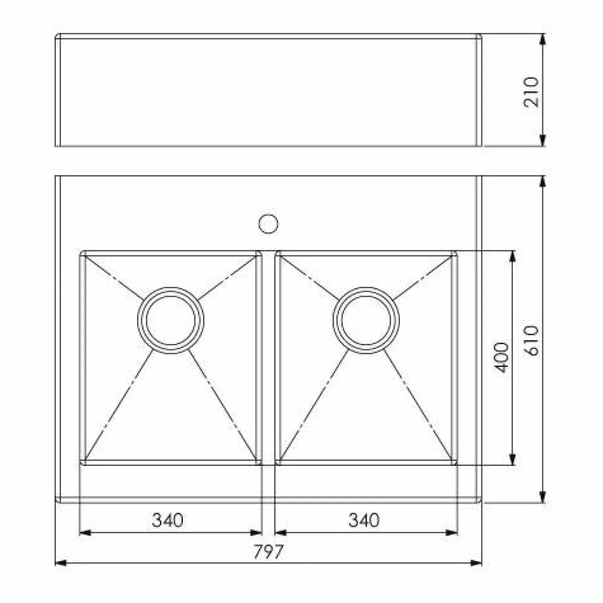 Radius Solid 800 Rostfri Stål Diskho Kök 80cm