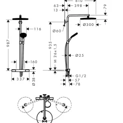 Raindance Alive S Puro Showerpipe 300 1jet med Ecostat Element 160 cc