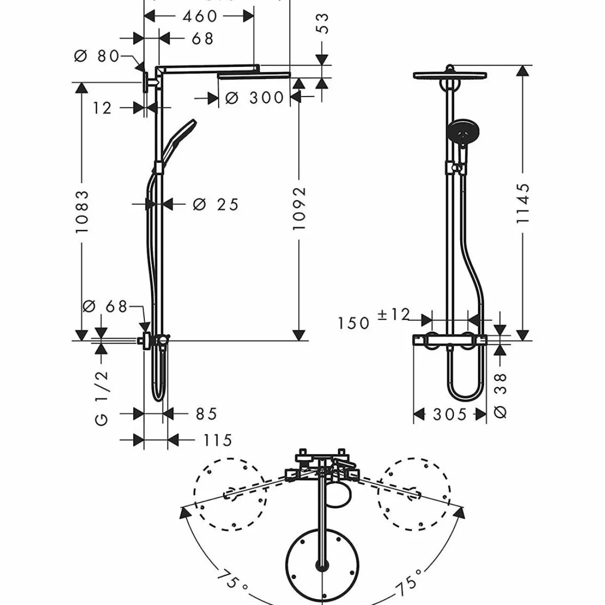 Raindance Select 300 Showerpipe 150 cc