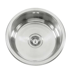 Rubin NDR 370 Rostfri Enkel Rund med Korgventil & Vattenlås
