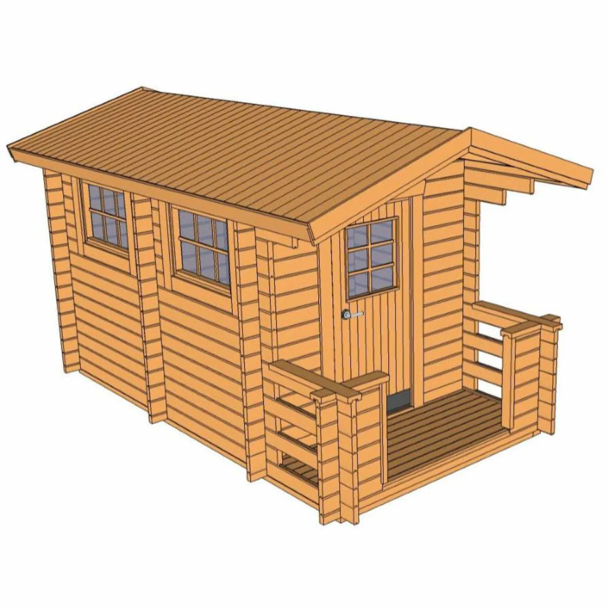 Sandsele 7 m² Fristående Bastuhus med Altan & Glasdörr