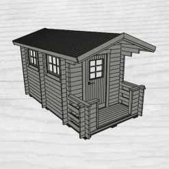 Sandsele 7 m² Fristående Bastuhus med Altan & Glasdörr