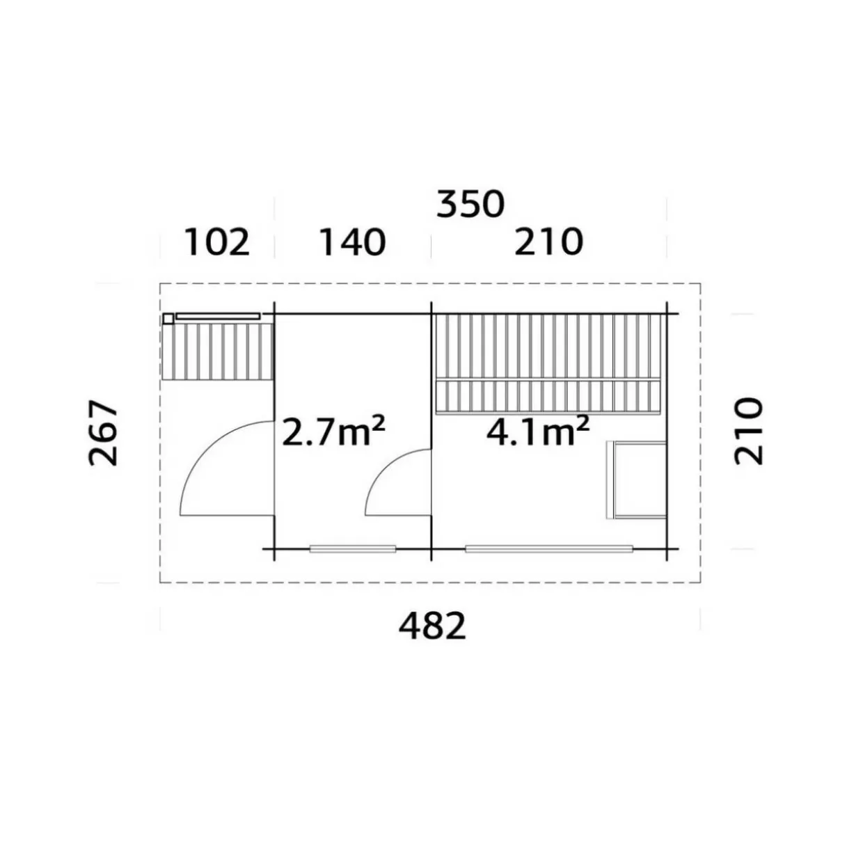 Sanna 7,4 m² Fristående Byggsats med Pulpettak