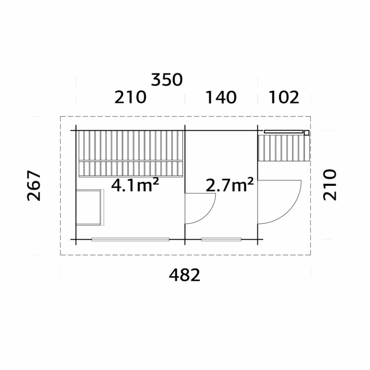Sanna 7,4 m² Fristående Byggsats med Pulpettak