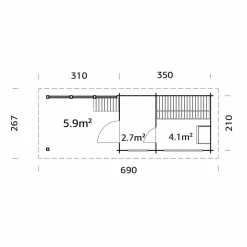 Sanna 13,5 m² Fristående Byggsats med Pulpettak