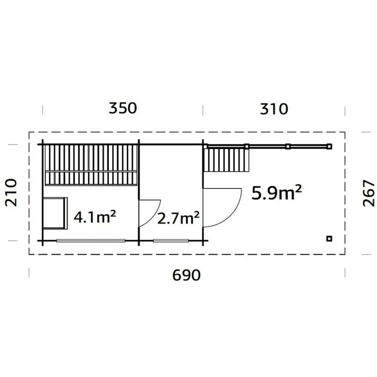 Sanna 13,5 m² Fristående Byggsats med Pulpettak