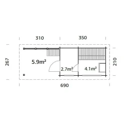 Sanna 13,5 m² Fristående Byggsats med Pulpettak