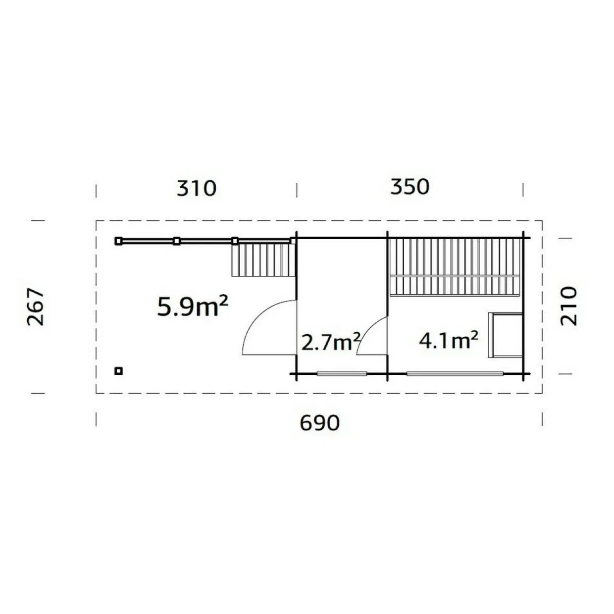 Sanna 13,5 m² Fristående Byggsats med Pulpettak