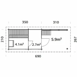Sanna 13,5 m² Fristående Byggsats med Pulpettak