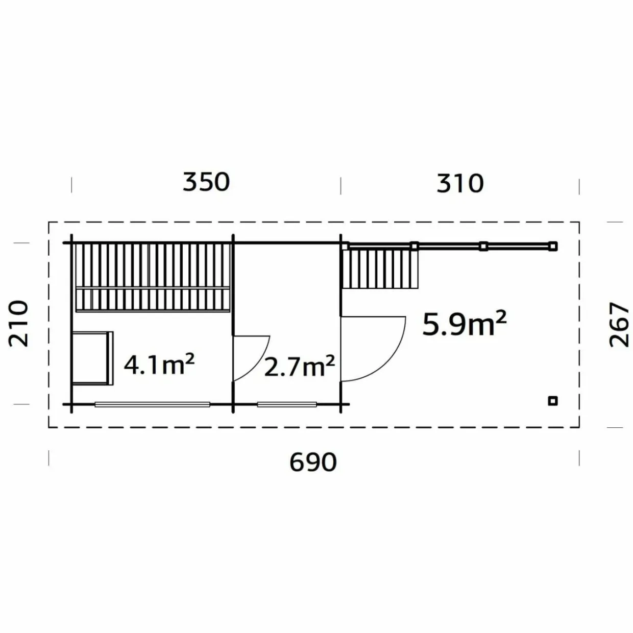 Sanna 13,5 m² Fristående Byggsats med Pulpettak