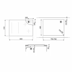 SI1M24854D med 5 Kokzoner Svart 80 cm