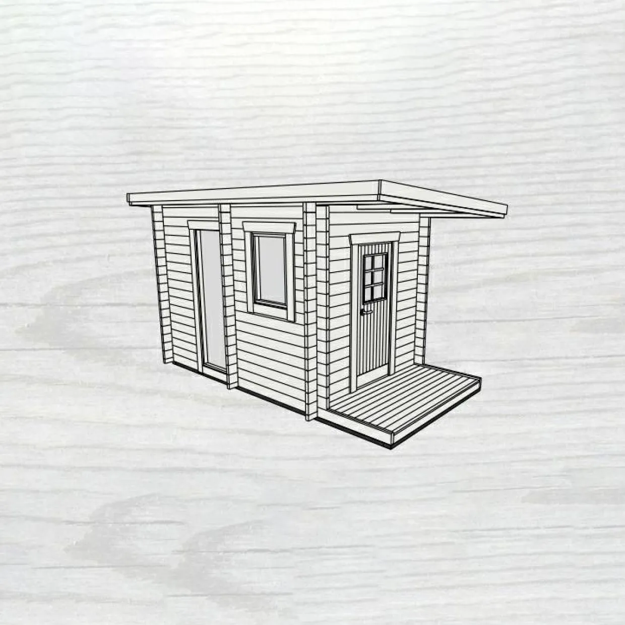 Skansnäs Funkis 7 m² Fristående Utebastu med Altan & Pulpettak