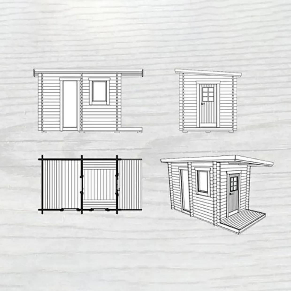 Skansnäs Funkis 7 m² Fristående Utebastu med Altan & Pulpettak