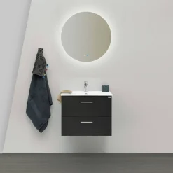Slim 60 med Tvättställ och Spegel Aura LED