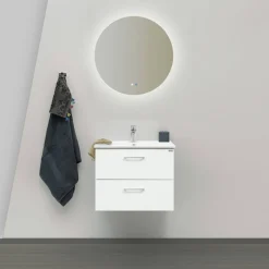 Slim 60 med Tvättställ och Spegel Aura LED