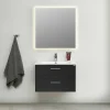 Slim Svart Ek 80 med Lådor och Spegel Luna LED