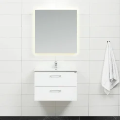 Slim Vit 80 med Lådor och Spegel Luna LED