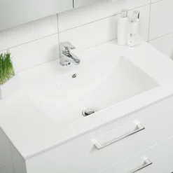 Slim Vit 80 med Lådor och Spegelskåp