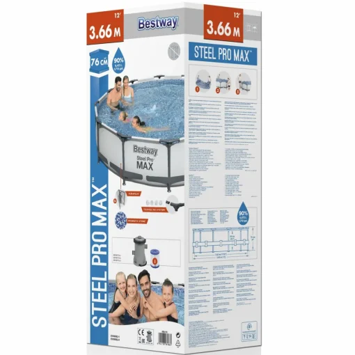 Steel Pro Max Ø3,66m 76cm Stålramspool Ovanmark med Filterpump