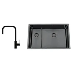 Titan 73 KHX Nickel med Köksblandare Steel Accent Square Shadow