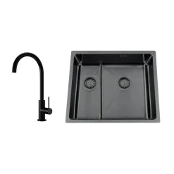 Titan 53 KHX Nickel med Köksblandare Steel Equip Shadow
