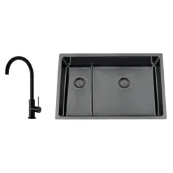 Titan 73 KHX Nickel med Köksblandare Steel Equip Shadow