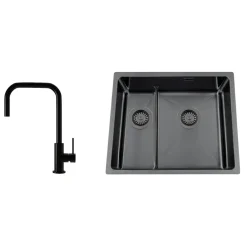Titan 53 KHX Nickel med Köksblandare Steel Accent Square Shadow
