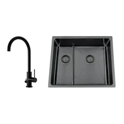 Titan 53 KHX Nickel med Köksblandare Steel Equip D